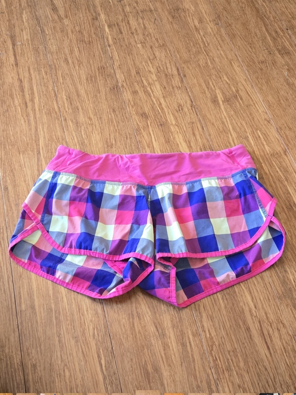 Women’s Pink Plaid Athletic Shorts